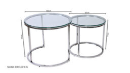 Q&p Furniture Halo Modern Nest Coffee Table  2 Piece Set With Silver Chrome Legs And Tempered Glass Top Model - thumbnail 3