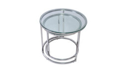 Q&p Furniture Halo Modern Nest Coffee Table  2 Piece Set With Silver Chrome Legs And Tempered Glass Top Model - thumbnail 2