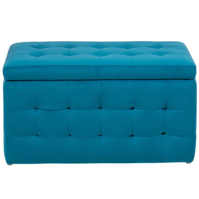 Wyld And Coco Blue Velvet Tufted Ottoman Storage Bench - Hinged Lined Interior, Mdf Frame, 72 X 42 X 40 Cm - image 1