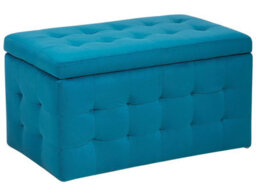 Wyld And Coco Blue Velvet Tufted Ottoman Storage Bench - Hinged Lined Interior, Mdf Frame, 72 X 42 X 40 Cm - thumbnail 3