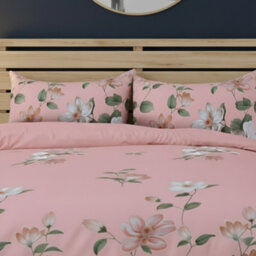 Flower Complete Bedding Set Duvet Cover Set Pillowcase Fitted Sheet Pink - thumbnail 2