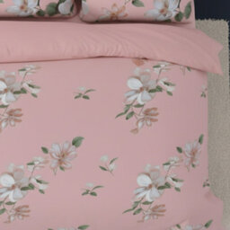 Flower Complete Bedding Set Duvet Cover Set Pillowcase Fitted Sheet Pink - thumbnail 3