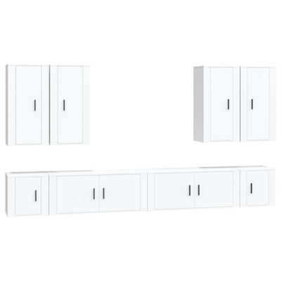 Berkfield Classic 8 Piece Tv Cabinet Set White Engineered Wood - image 1