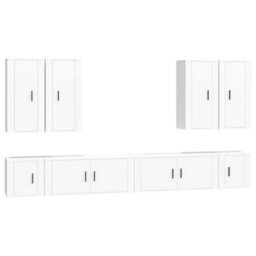 Berkfield Classic 8 Piece Tv Cabinet Set White Engineered Wood - thumbnail 1