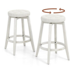 Gainoom Set Of 2 66Cm Bar Stools Kitchen Upholstered Counter Height Chair Swivel - thumbnail 1