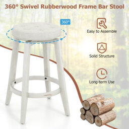 Gainoom Set Of 2 66Cm Bar Stools Kitchen Upholstered Counter Height Chair Swivel - thumbnail 6