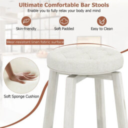 Gainoom Set Of 2 66Cm Bar Stools Kitchen Upholstered Counter Height Chair Swivel - thumbnail 5