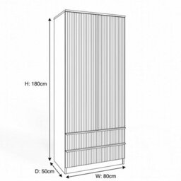 Fwstyle Lania Beige 2 Door Wardrobe With 2 Drawers Scalloped Design Bedroom Storage - thumbnail 5
