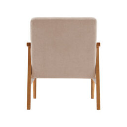 Darphe Beige Modern Fabric Armchair With Wooden Frame, Upholstered Accent Chair With Padded Seat And Backrest - thumbnail 4