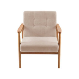 Darphe Beige Modern Fabric Armchair With Wooden Frame, Upholstered Accent Chair With Padded Seat And Backrest - thumbnail 2