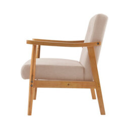 Darphe Beige Modern Fabric Armchair With Wooden Frame, Upholstered Accent Chair With Padded Seat And Backrest - thumbnail 3