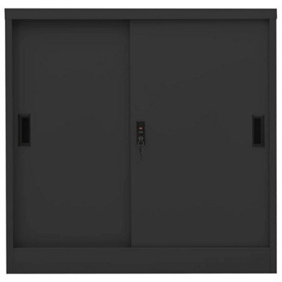 Berkfield Durable Office Cabinet With Sliding Door Anthracite 90X40X90 Cm Steel - image 1