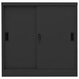 Berkfield Durable Office Cabinet With Sliding Door Anthracite 90X40X90 Cm Steel - thumbnail 1