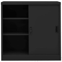Berkfield Durable Office Cabinet With Sliding Door Anthracite 90X40X90 Cm Steel - thumbnail 3