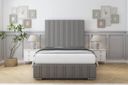 "Sloomy Langston Pewter Dumfries Deep-Sided Bed Frame With 50"" Upholstered Headboard 4'6 Double" - thumbnail 1
