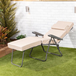 Alfresia Garden Sun Lounger - Charcoal Frame With Taupe Luxury Cushion - thumbnail 4