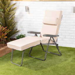 Alfresia Garden Sun Lounger - Charcoal Frame With Taupe Luxury Cushion - thumbnail 2