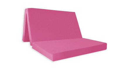 Mattress Guru Double Folding Z Bed, Tri - Folding Futon Mattress, Travel Camping Bed With Protective Travel Cover, Pink - image 1
