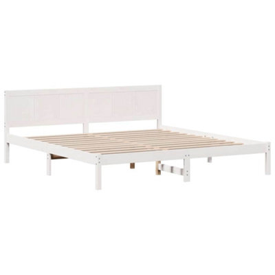 Berkfield Modern White Pine Wood Bed Frame White Solid Pine Wood 180 X 200 Cm - image 1