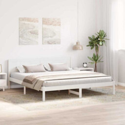 Berkfield Modern White Pine Wood Bed Frame White Solid Pine Wood 180 X 200 Cm - thumbnail 4