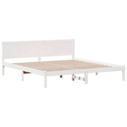 Berkfield Modern White Pine Wood Bed Frame White Solid Pine Wood 180 X 200 Cm - thumbnail 1