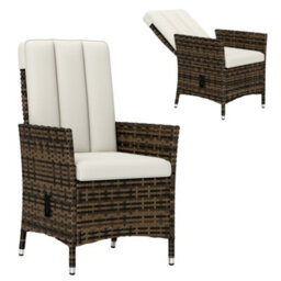 Outsunny Rattan Garden Recliner Chair With Adjustable Backrest, Cream White - thumbnail 2
