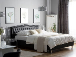 Beliani Bed Faux Leather Metz 180 X 200 Cm (Eu Super King) Black - thumbnail 2