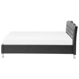 Beliani Bed Faux Leather Metz 180 X 200 Cm (Eu Super King) Black - thumbnail 5