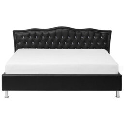 Beliani Bed Faux Leather Metz 180 X 200 Cm (Eu Super King) Black - thumbnail 4