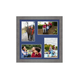 AK Frames 12X12 Marble Grey Modern Multi Photo Frame With Blue Mount - Holds 4 Apertures (4X) 6X4 Photos