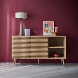 Sweeek - 140Cm Scandi-Style Sideboard With Wooden Effect Natural 140X39X79 Cm - Madere - thumbnail 4
