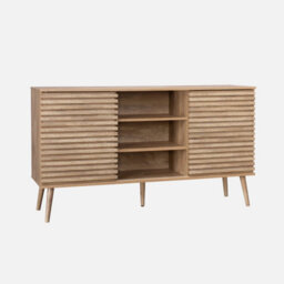 Sweeek - 140Cm Scandi-Style Sideboard With Wooden Effect Natural 140X39X79 Cm - Madere - thumbnail 1