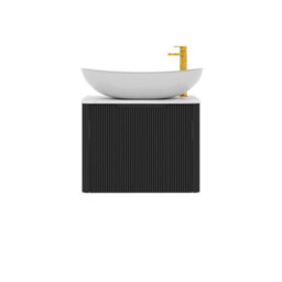 Royal Bathrooms Avenza 600mm Matt Obsidian Black Wall Hung Bathroom Countertop Vanity Unit 1 Drawer With Cesar Basin - thumbnail 6