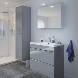 GoodHome Imandra Deep Gloss Grey Bathroom Single Wall Cabinet (H)90Cm (W)40Cm - thumbnail 4