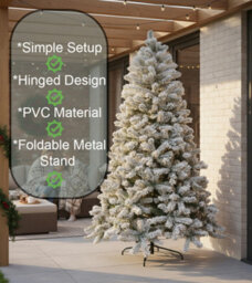 Shatchi 6Ft Yukon Pine Artificial Green Christmas Tree Snow Flocked 550 Tips Branches Snowy Bushy Home Decorations - thumbnail 7