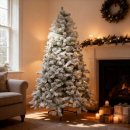 Shatchi 6Ft Yukon Pine Artificial Green Christmas Tree Snow Flocked 550 Tips Branches Snowy Bushy Home Decorations - thumbnail 3