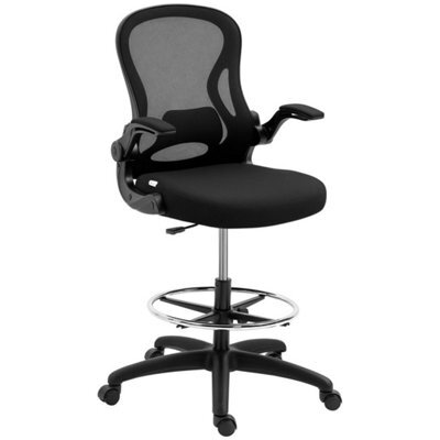 Draughtsman Chair Mesh Chair W/ Adjustable Footrest Ring, Black - image 1