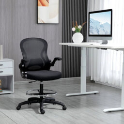 Draughtsman Chair Mesh Chair W/ Adjustable Footrest Ring, Black - thumbnail 5