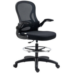 Draughtsman Chair Mesh Chair W/ Adjustable Footrest Ring, Black - thumbnail 4