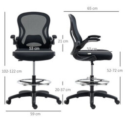Draughtsman Chair Mesh Chair W/ Adjustable Footrest Ring, Black - thumbnail 2
