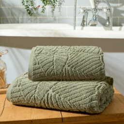 OHS Towel Bale Leaf 100% Cotton Textured Jacquard Absorbent, Hand Towel 1 Pc