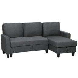 Wyld Haus Lulo Charcoal Grey 3-Seater Fabric Sofa Bed With Reversible Chaise And Storage - thumbnail 2