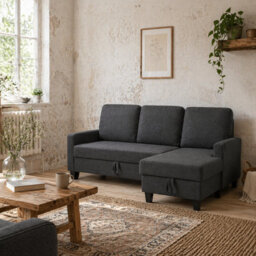Wyld Haus Lulo Charcoal Grey 3-Seater Fabric Sofa Bed With Reversible Chaise And Storage - thumbnail 1