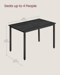 Songmics Rectangular Dining Table, Industrial Kitchen Table, Living Room Furniture, Office Desk, Ebony Black And Ink Black - thumbnail 2
