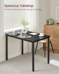 Songmics Rectangular Dining Table, Industrial Kitchen Table, Living Room Furniture, Office Desk, Ebony Black And Ink Black - thumbnail 3