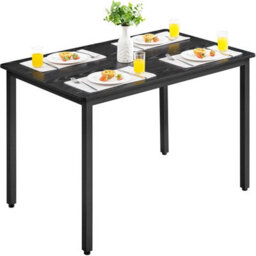 Songmics Rectangular Dining Table, Industrial Kitchen Table, Living Room Furniture, Office Desk, Ebony Black And Ink Black - thumbnail 6