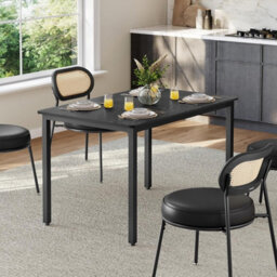 Songmics Rectangular Dining Table, Industrial Kitchen Table, Living Room Furniture, Office Desk, Ebony Black And Ink Black - thumbnail 1