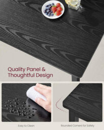 Songmics Rectangular Dining Table, Industrial Kitchen Table, Living Room Furniture, Office Desk, Ebony Black And Ink Black - thumbnail 4
