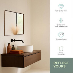 Mood Premium Rectangular Bathroom Mirror Gold Framed Wall Mounted, Recessed Rectangle Frame Modern & Stylish (70Cm X 50Cm) - thumbnail 3