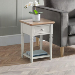 Julian Bowen Provence 1 Drawer Side Table - Limed Oak And Grey - thumbnail 1